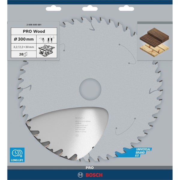 Bosch PRO Wood Kreissägeblatt 300 x 3,2 x 30 mm - 2608640681
