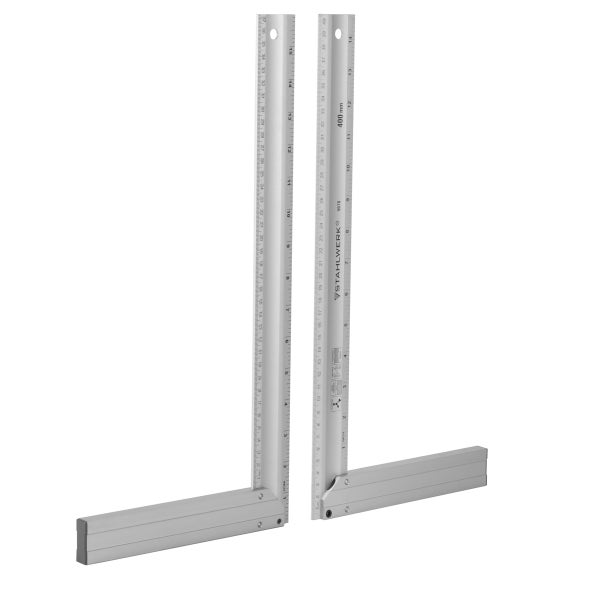 2 x Aluminium Anschlagwinkel 400 mm Winkel mit cm und Zoll genietet