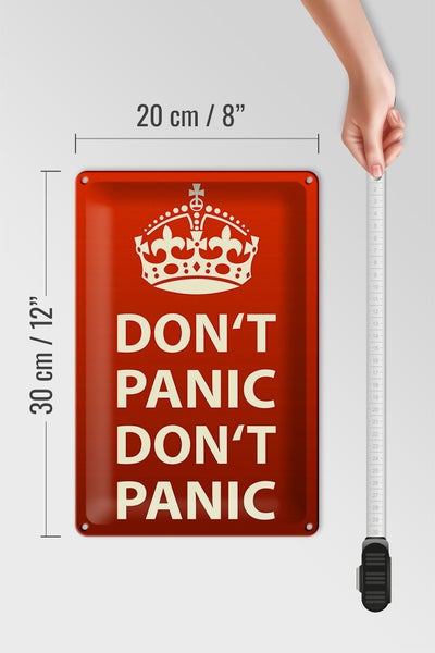 Blechschild Spruch 20x30cm don´t Panic keine Panik Krone