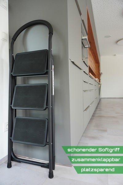 Ondis24 Trittleiter 3 Stufen, klappbar Hugo, Leiter