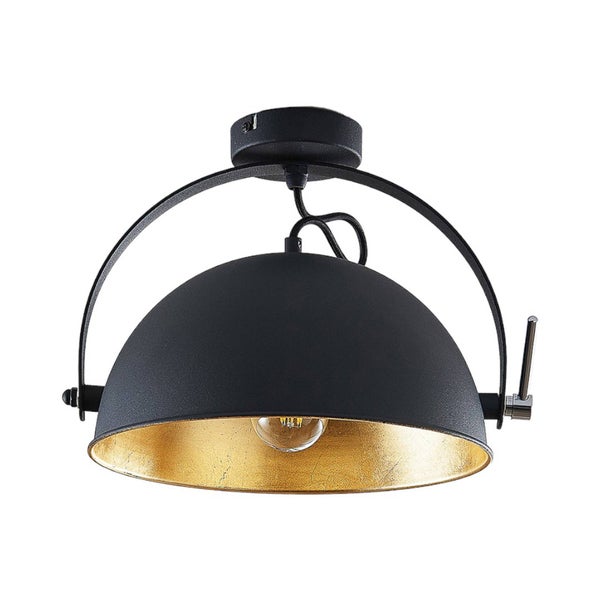 Lindby LED Deckenlampe Metall schwarz, gold matt Ø 31 cm Deckenleuchte 1x E27 max. 60W ohne Leuchtmittel Deckenbeleuchtung Wohnzimmer Esszimmer