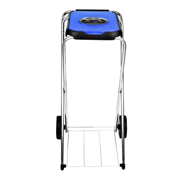 BigDean Müllsackständer SwingFix BLAU 120L - Müllbeutelhalter Blauer Gelber Sack Ständer Mülleimer Müllbeutelständer Müllsackhalter mit Rollen & Flascheneinwurf