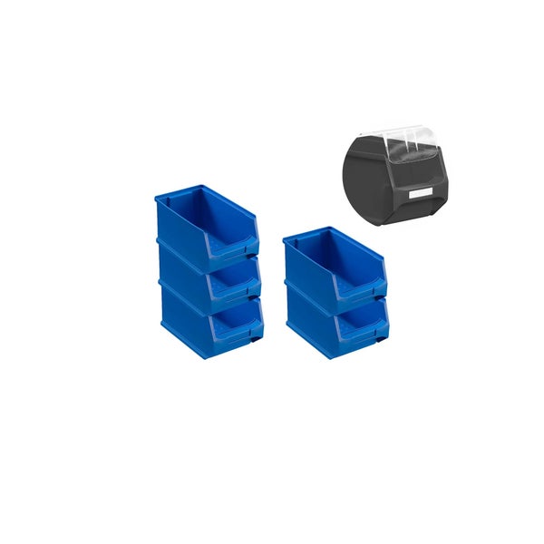 PROREGAL SparSet 5 x Blaue Sichtlagerbox 3.0 Mit Abdeckung HxBxT 12,5 x 14,5 x 23,5 cm 2,8 Liter Sichtlagerbehälter Sichtlagerkasten