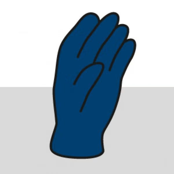 Stilisierte Illustration eines Arbeitshandschuhs als Symbol für Handschutz