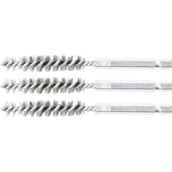 BGS Stahlbürste 10 mm Antrieb Außensechskant 6,3 mm (1/4) 3tlg. - 3078-10-S