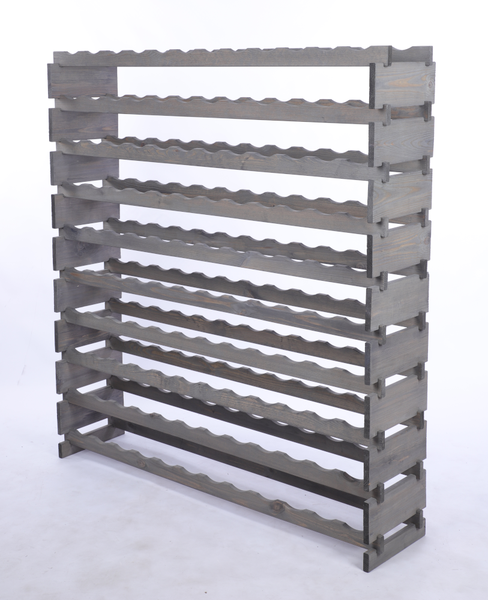 Weinregal VINOTECA FLEX PRO HxBxT 135x123x28cm 120 Flaschen auf 10 Ebenen Massives Kiefernholz Grau