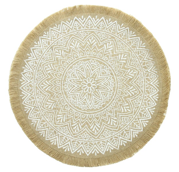 FRANK FLECHTWAREN | Platzmatte Mandala, 2er Set, JUTE, ca. Ø 40 cm