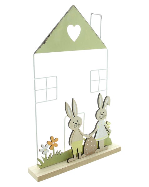 FRANK FLECHTWAREN | Hasenhaus Blumenwiese, METALL, MDF, 22,5 x 4,5 x 34,5 cm