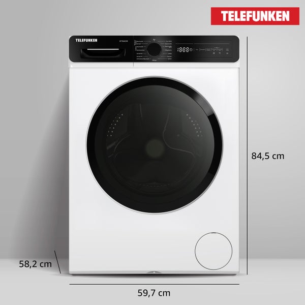 Telefunken Waschtrockner Kombi 9 kg Waschen / 6 kg Trocknen Waschmaschine mit Trockner integriert 1400 U/Min Weiß
