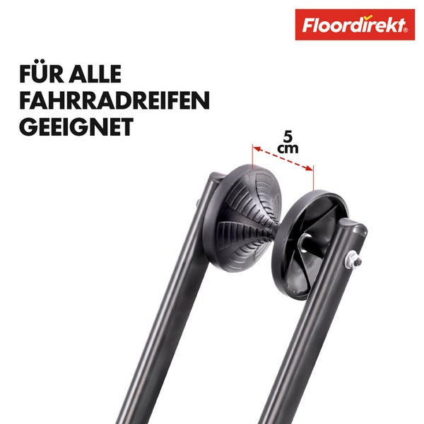 FLOORDIREKT Fahrradständer Finn - Bodenparker - Faltbarer Stahlständer - Stabil für sicheres Parken - Schwarz