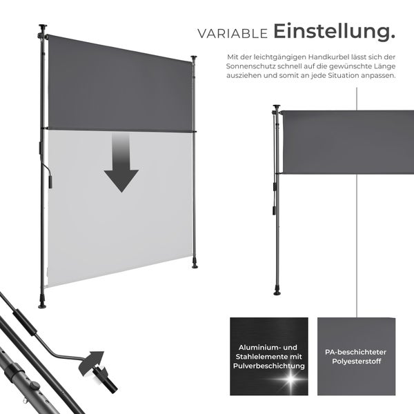 Klemmmarkise tectake Taija leichtgängige Handkurbel verschiedene Größen schwarz