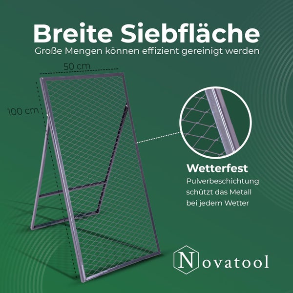 Novatool Durchwurfsieb aus Metall mit Pulverbeschichtung, 100 Zentimeter hoch und 50 Zentimeter breit, wetterfestes Kompostsieb für den Garten.
