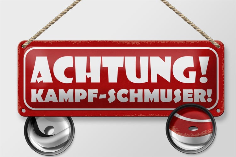 Blechschild Spruch 27x10cm Achtung Kampf-Schmuser Dekoration