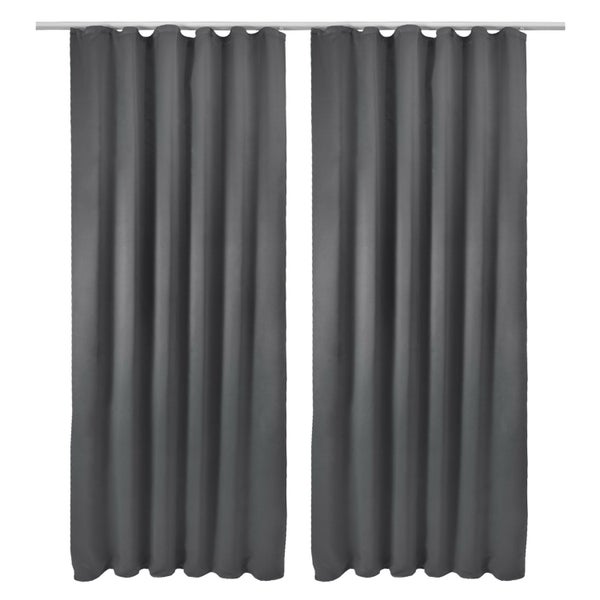 Beautissu Amelie BK Vorhang mit Kräuselband 140x245cm Anthrazit (2tlg)