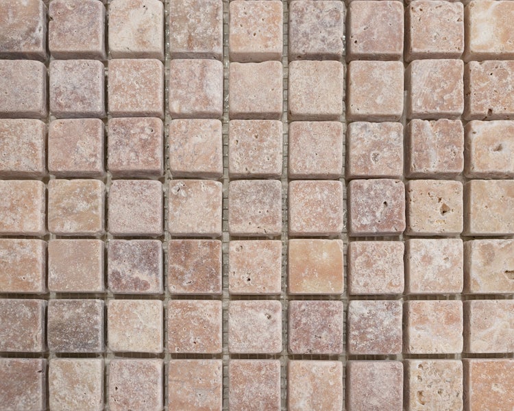 Wohnrausch Natursteinmosaik Travertin RED 2,3 x 2,3 cm, getrommelt, hellrot