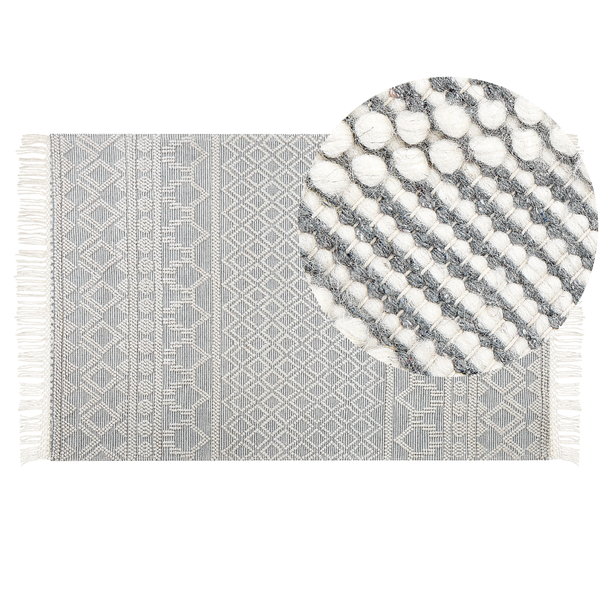 Teppich SOLHAN Grau Beige 160 x 230 cm Wolle