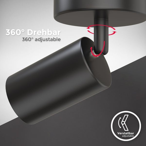Wandlampe - schwenkbar, GU10 Fassung, max. 9W, schwarz