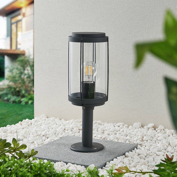 Lindby Außenleuchte Ojali (spritzwassergeschützt (Modern) in Schwarz aus Aluminium (1 flammig, E27) - Wegeleuchte Pollerleuchte Wegelampe Sockelleuchte