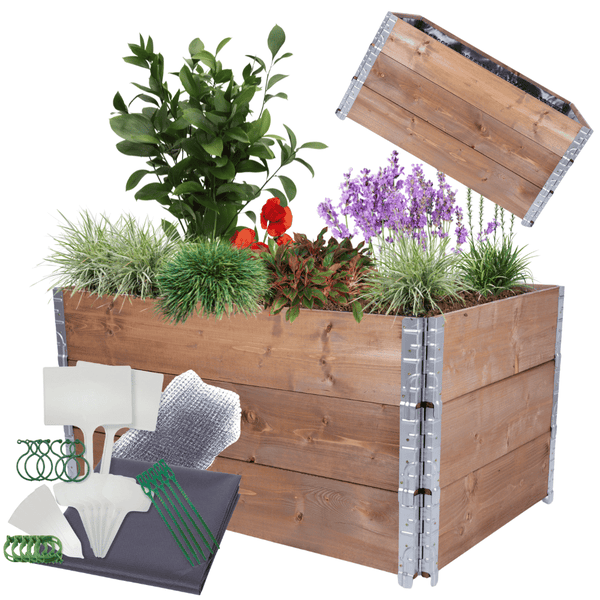 Hochbeetkisten GuardBox HxBxT 60x120x80 cm 3 Ebeneninkl. Luftpolsterfolie Braun