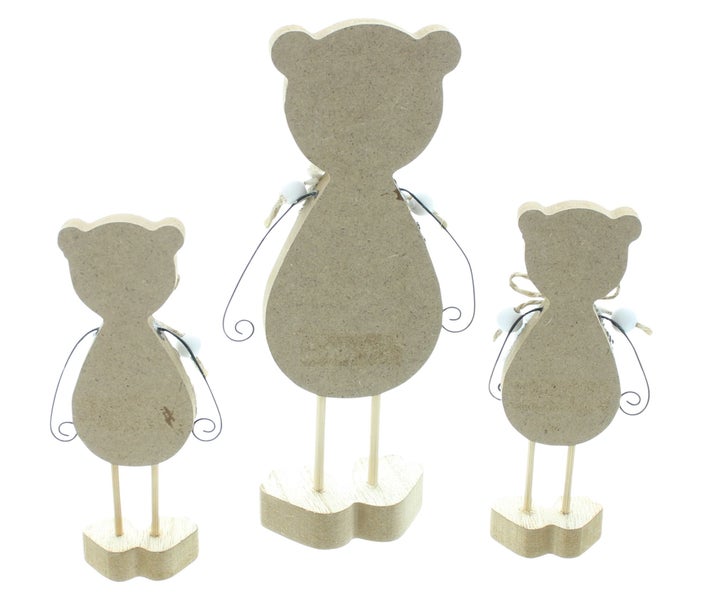 FRANK FLECHTWAREN | Figur Bären, 3er Set, 4 x 2,5 x 13 cm, 6 x 3,5 x 19 cm, MDF, JUTE, POLYESTER, METALL