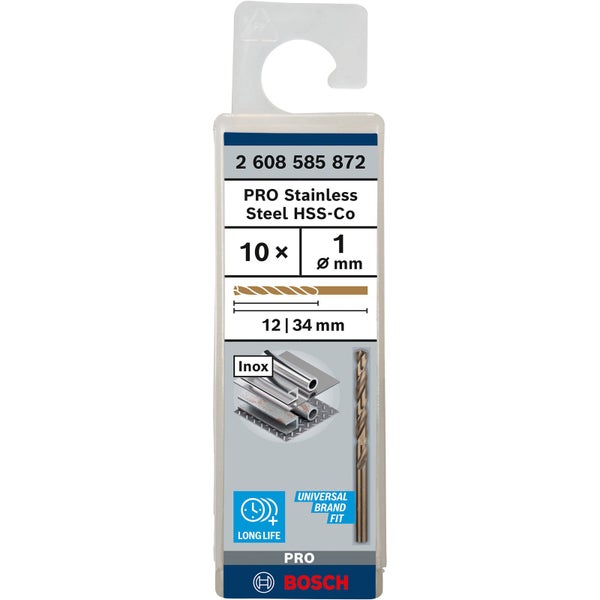 Bosch PRO Stainless Steel HSS-Co Spiralbohrer 1 x 12 x 34 mm - 2608585872