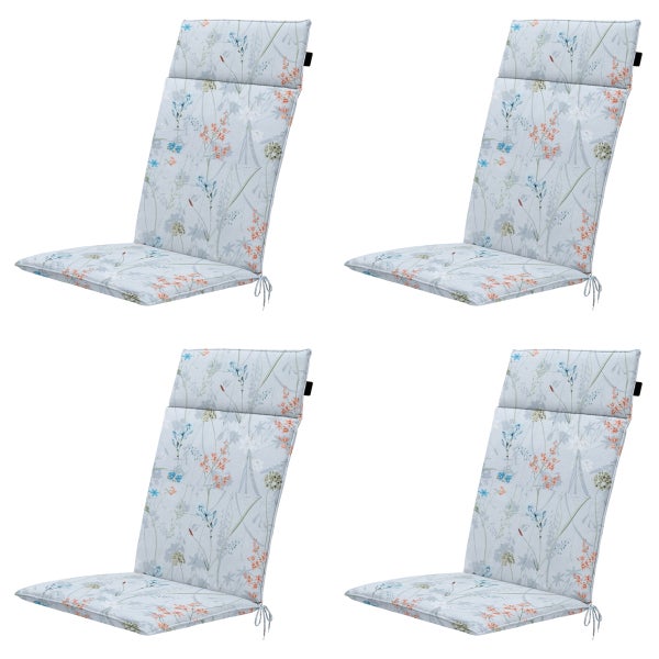 Hochlehnerauflage Hochlehner Donna Azur Canvas Eco+ - Ca. 120x50 cm - 4er-Set