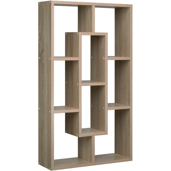 Wandregal tectake Kassandra 85 x 48 x 16 cm Retro-Stil Holz hell, Eiche Sonoma