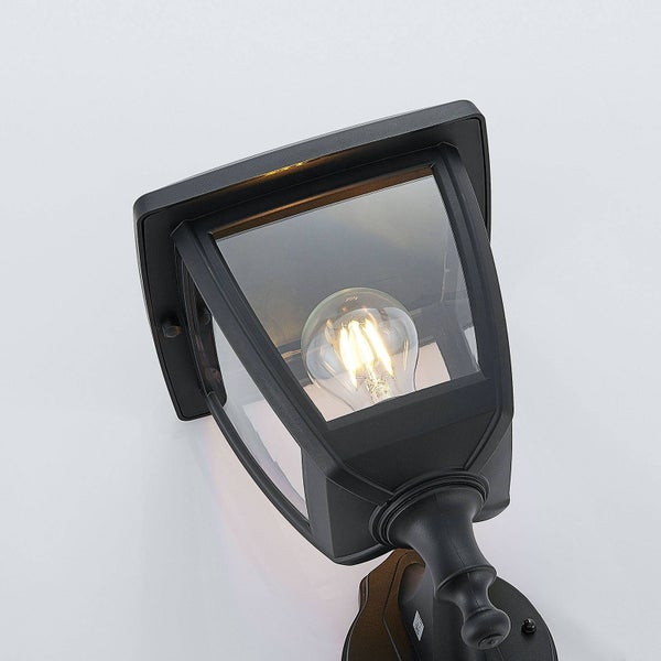 Lindby Wandleuchte außen Acelya mit Bewegungsmelder (spritzwassergeschützt (Modern) in Schwarz (1 flammig, E27) - Wandlampe für Außenwand/Hauswand Haus Terrasse und Balkon