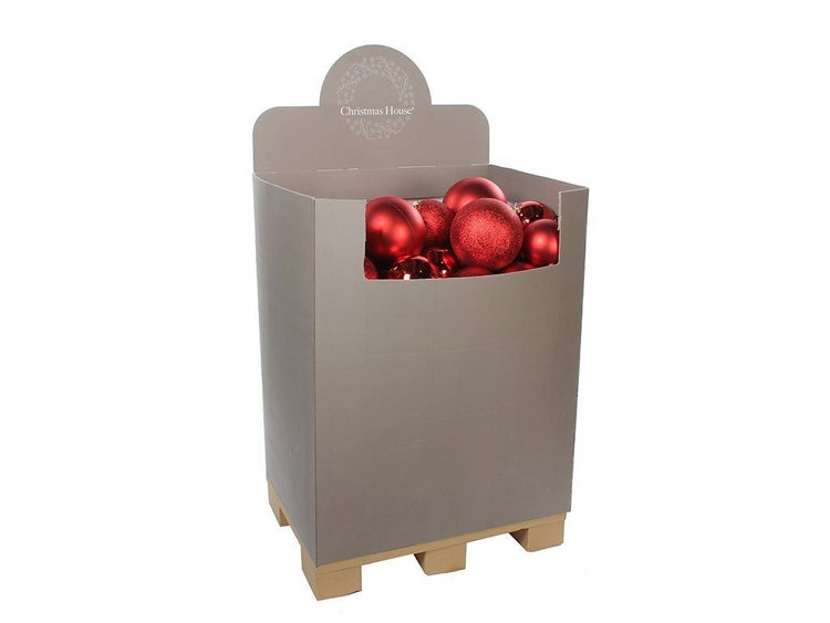 Verkaufsdisplay mit Weihnachtskugeln für die Weihnachtsdekoration