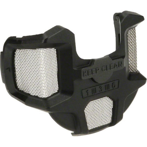 Schutzabdeckung aus Kunststoff mit Metallsieb und eingeprägtem Text Keep Clean.
