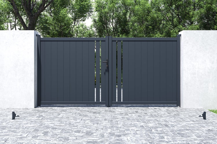 Flügeltor 3,5 m GIONA H.180 graues Aluminium