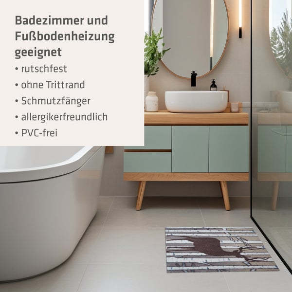 Akzente Feel Badematte mit Motiv in Grau Fußmatte 50 x 70 cm, rutschfest, saugfähig