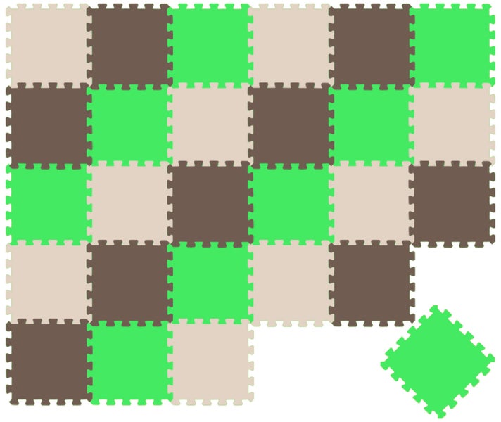 Ineinandergreifende Bodenmatten aus Schaumstoff im Puzzle-Design für Bodenschutz und Spielbereiche.