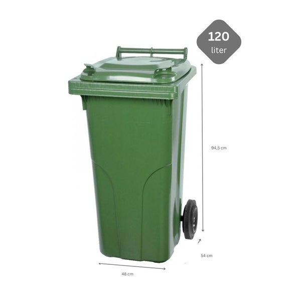 PROREGAL SuperSparSet 2x 2-Rad-Mülltonne Mgb HDPE-Kunststoff 120 Liter Grün & Rot