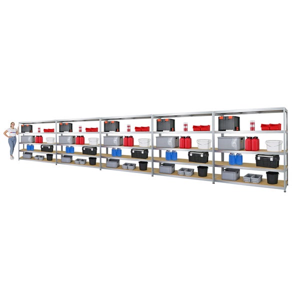 PROREGAL Mega Deal 5x Schwerlastregal Giant Elephant HxBxT 180 x 180 x 45 cm Fachlast 200 kg Verzinkt