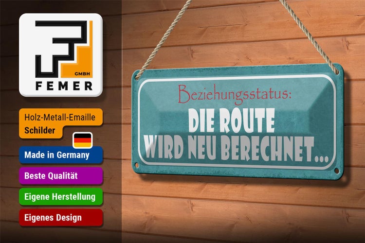 Blechschild Spruch 27x10cm Beziehungsstatus neu berechnet Dekoration