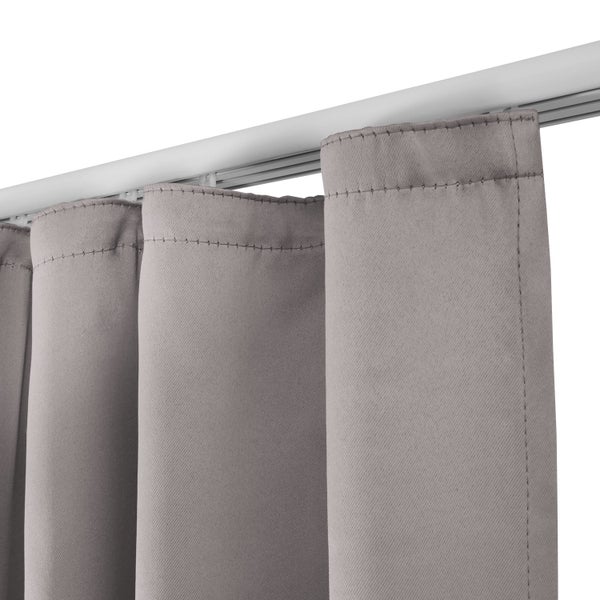 Beautissu Amelie BK Vorhang mit Kräuselband 140x245cm Grau (2tlg)