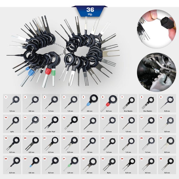 36-teiliges Auspinwerkzeug Set mit verschiedenen Größen