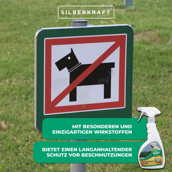 Silence Hundefrei Spray zur Hundeabwehr für Garten, Hauswand, Carport, Rasen und Beete, Vergrämungsmittel gegen Hundeurin, Markieren und Hundekot, Hunde fernhalten im Außenbereich
