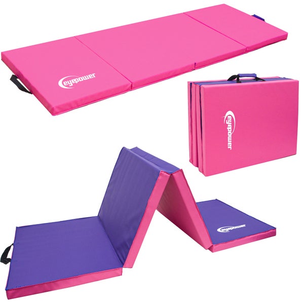 180x60 Klappbare Gymnastikmatte - 5cm dicke Turnmatte Pink Aubergine
