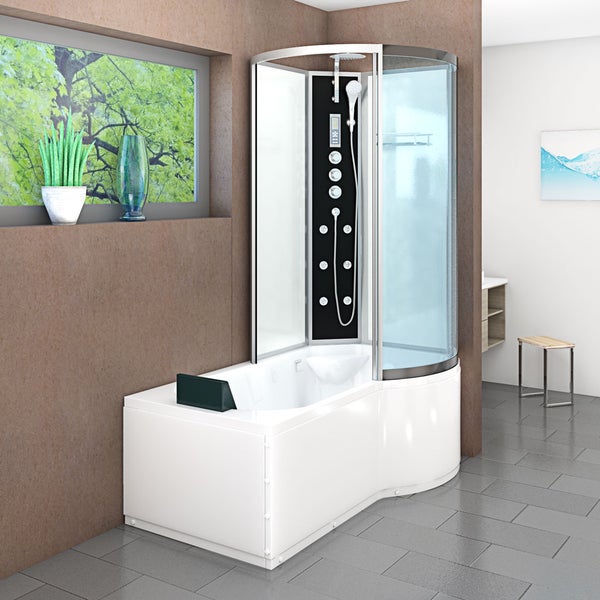 Wanne Dusche Kombination Weiß K50-L03 170x100