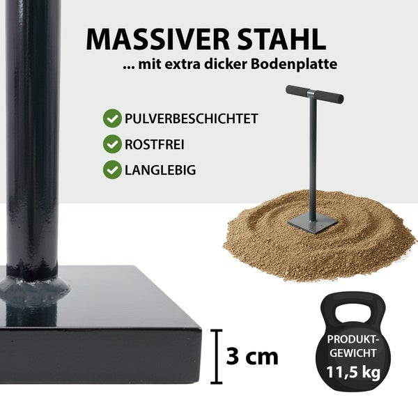 Erdlochbohrer aus massivem Stahl mit extra dicker Bodenplatte, pulverbeschichtet, rostfrei und langlebig, 3 cm dick, Produktgewicht 11,5 kg
