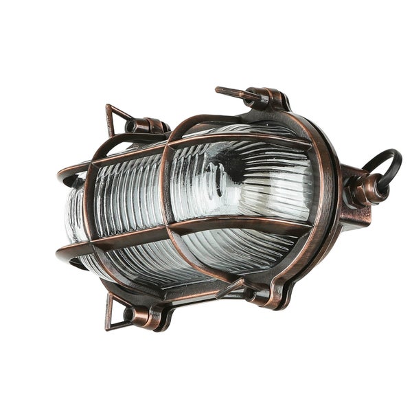 Vintage Wandleuchte mit Käfig und Glasabdeckung