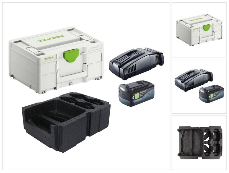 Festool Energie Set 1x BP 18 Li 5,0 ASI EU Akkupack 18 V 5,0 Ah ( 577660 ) + SCA 16 Schnellladegerät 10,8 V - 18 V ( 576953 ) + Systainer