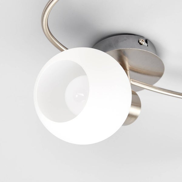 Lindby Deckenlampe Glas Metall nickel matt, Deckenstrahler Deckenleuchte 3x E14 max. 40W ohne Leuchtmittel Strahler Lampe Wohnzimmer Flurlampe