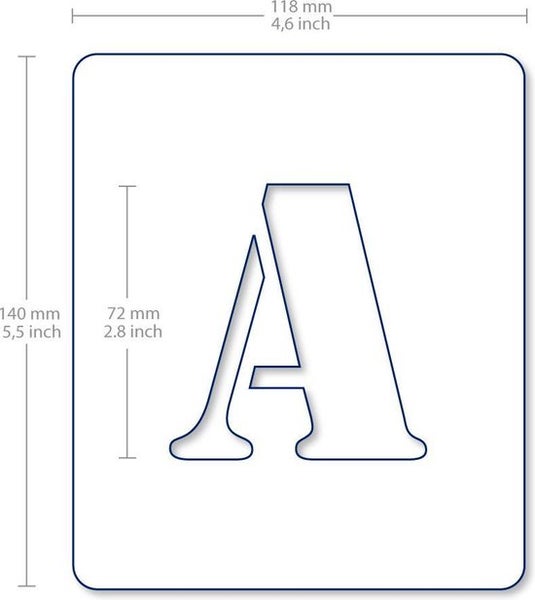 QBIX Buchstabenschablonen Set - 11,8 x 14cm - Komplettes Alphabet Industrial - Buchstaben sind 7,2cm hoch