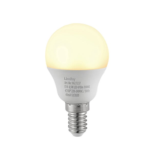 Lindby LED Leuchtmittel E14 4,5 Watt 470 Lumen 3000 Kelvin warmweiß Tropfenform matt.