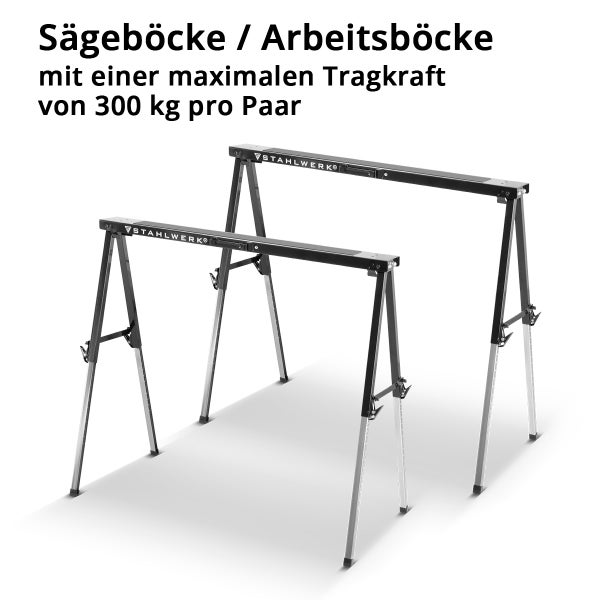 Sägebock 2er Set 150 kg höhenverstellbar 645 - 910 mm Arbeitsbock