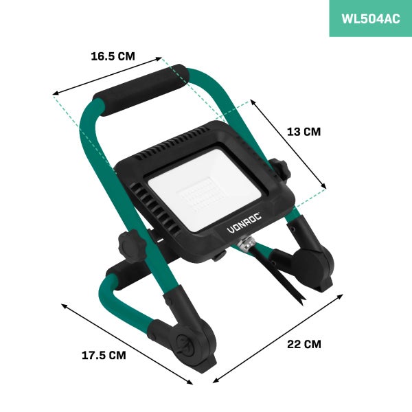 VONROC LED-Arbeitsleuchte 30W - klappbar - neigbar - breiter Abstrahlwinkel 120°