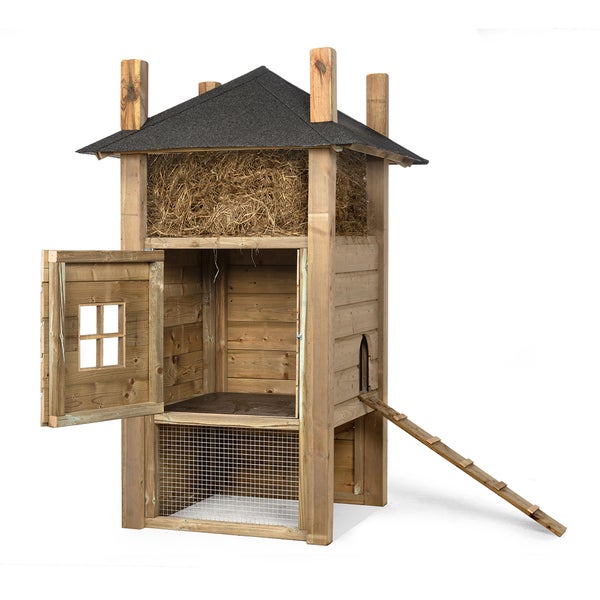 Hühnerstall aus Holz mit Leiter und Dach